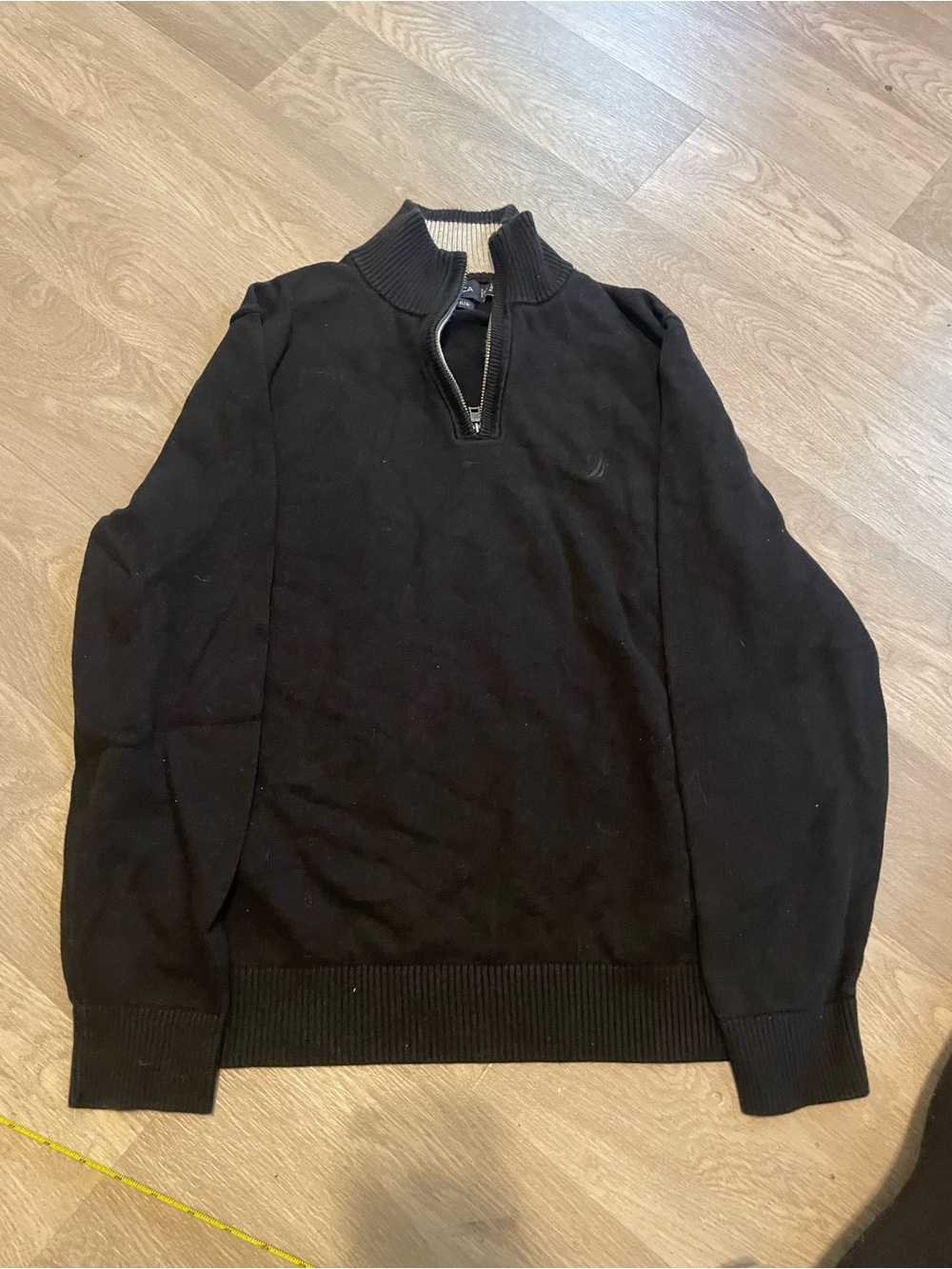 Nautica Men's Black Quarter-Zip Mock Neck Sweater